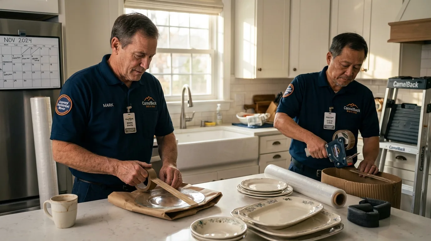 Professional crew packing kitchen dishware in Mill Hall, PA